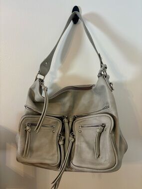 Free People Soft Gray Leather Hobo Bag